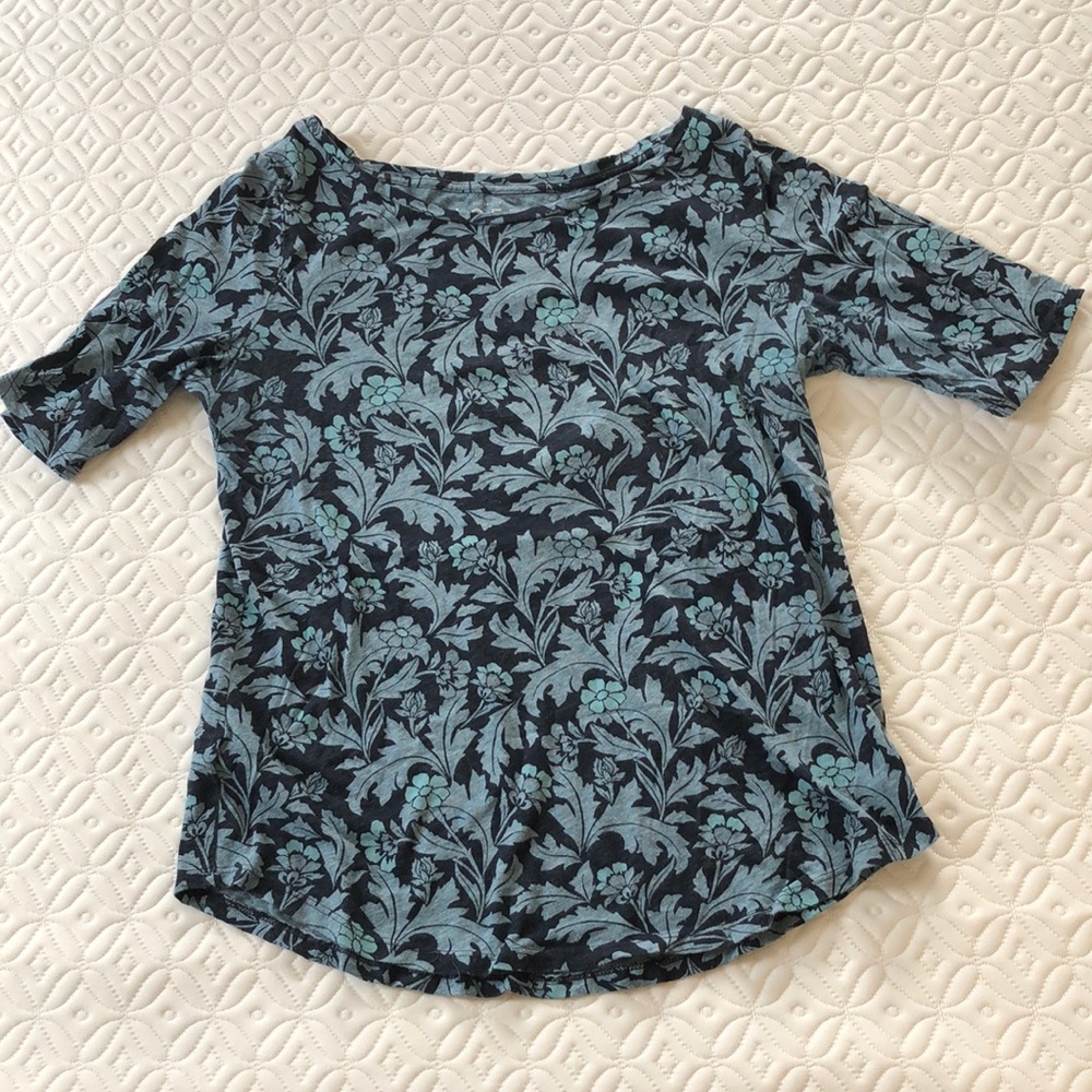 Loft Navy Floral Vintage Soft Tee